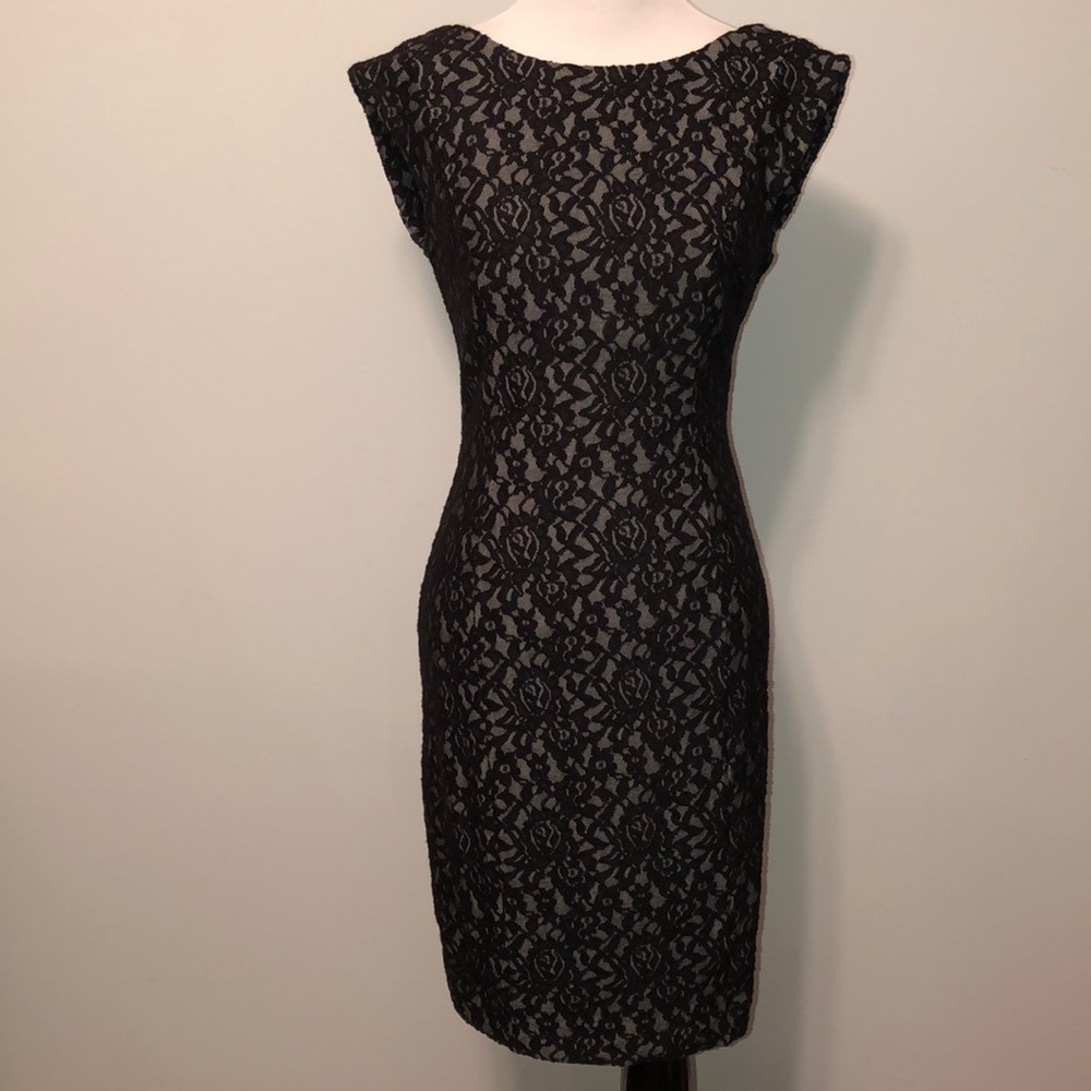 French Connection lace overlay sheath dress